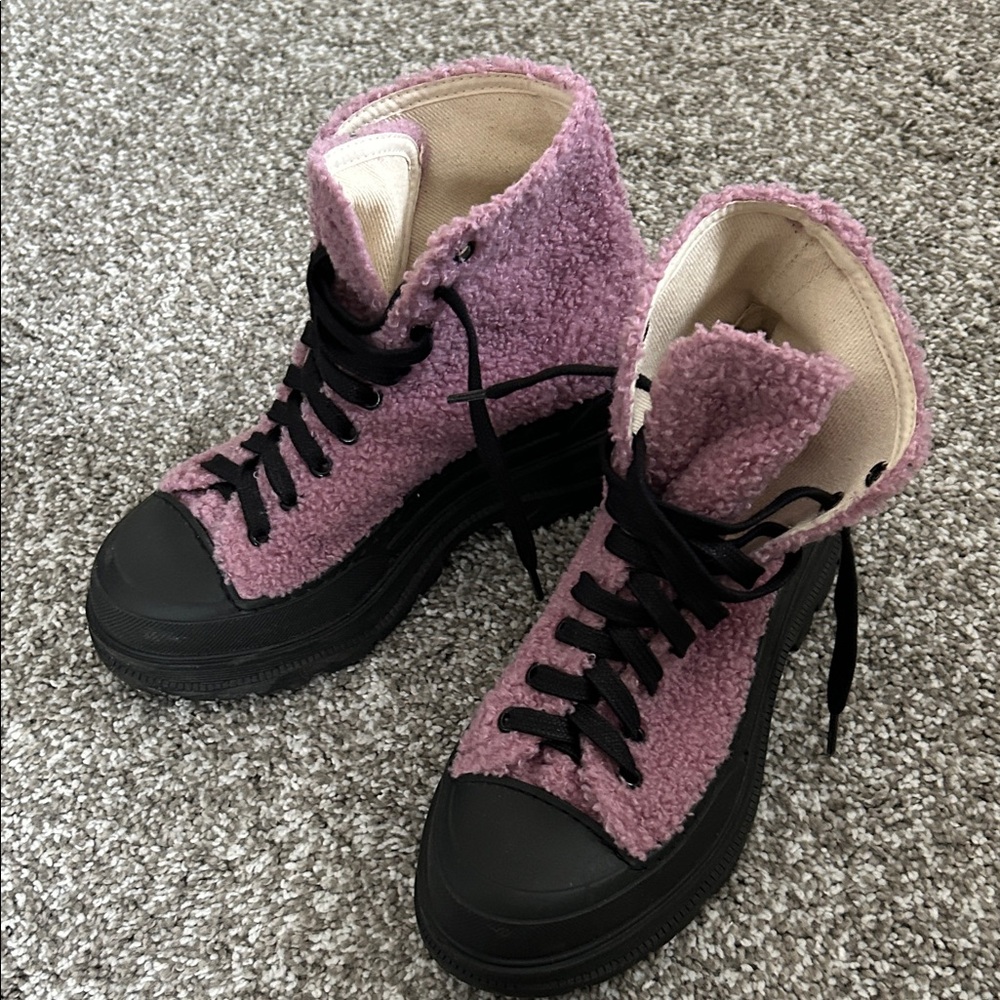 INTENTIONALLY BLANK Purple Lace Up Boots